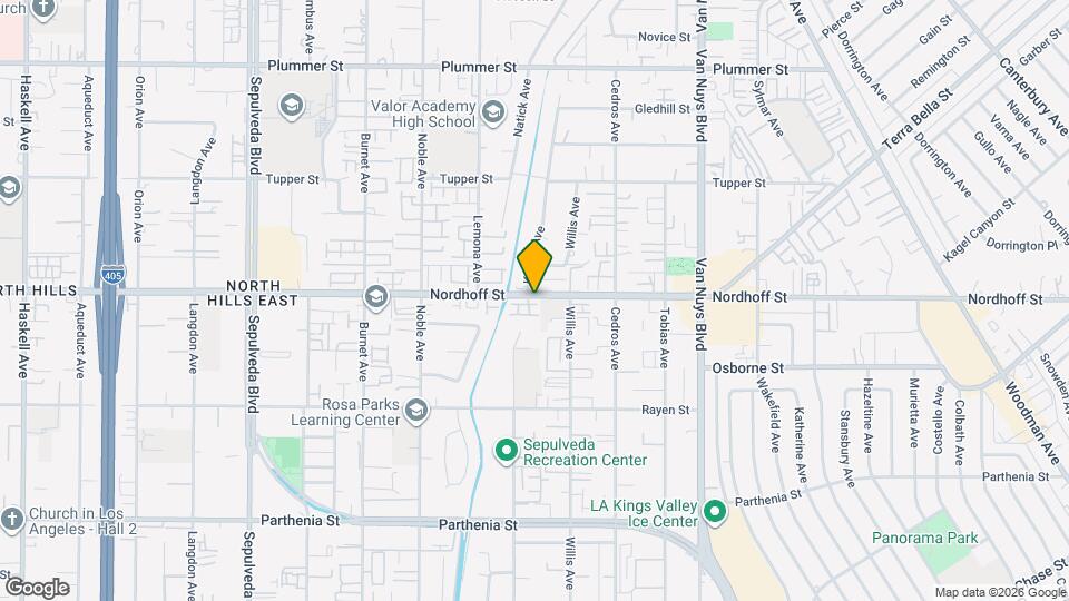 14838 Nordhoff St Map and Location Details