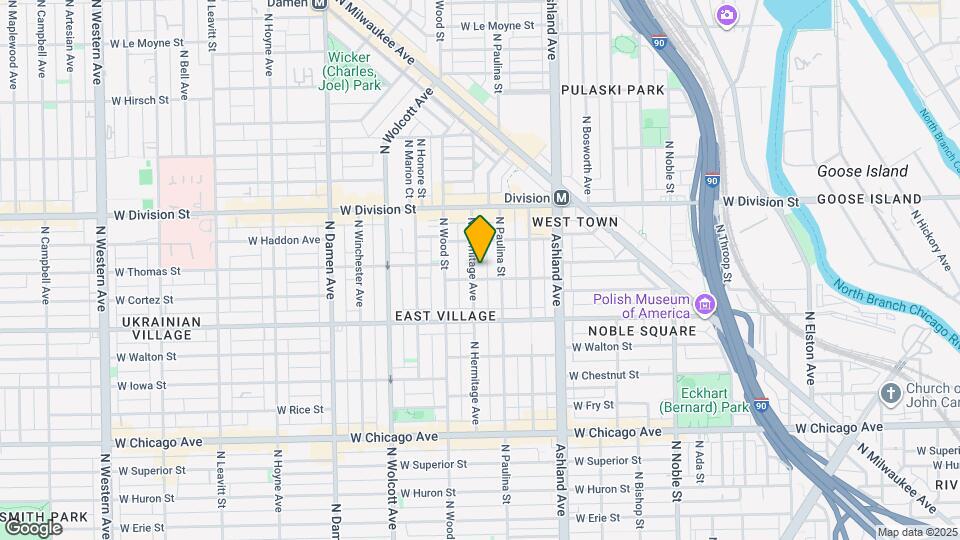 1057 N Hermitage Ave-Unit -#2R Map and Location Details