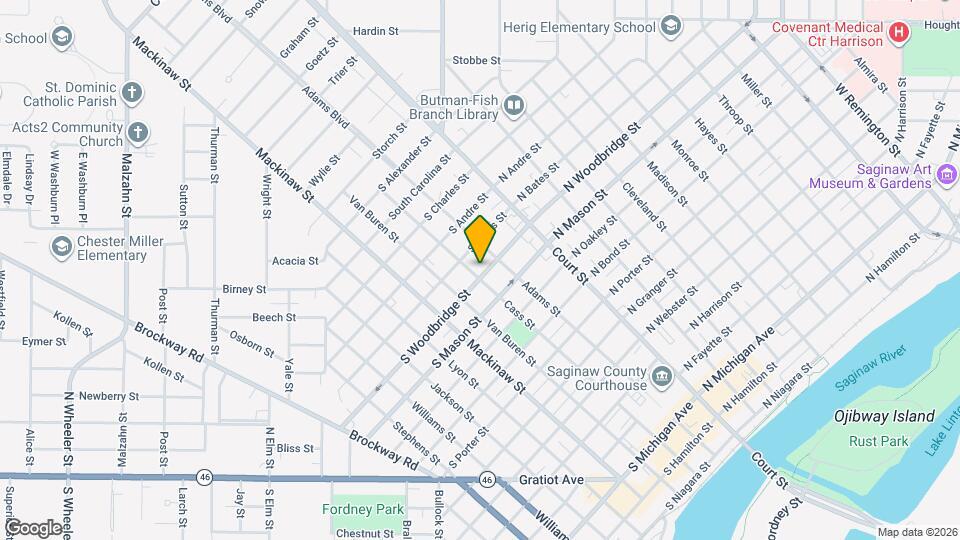 1402 Cass St Map and Location Details