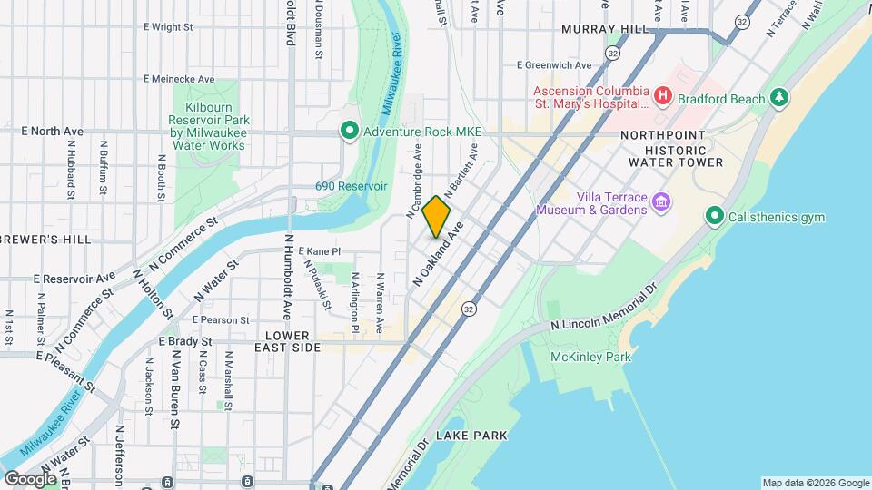 1919 N Oakland Ave, Unit Lower Apartment Map and Location Details