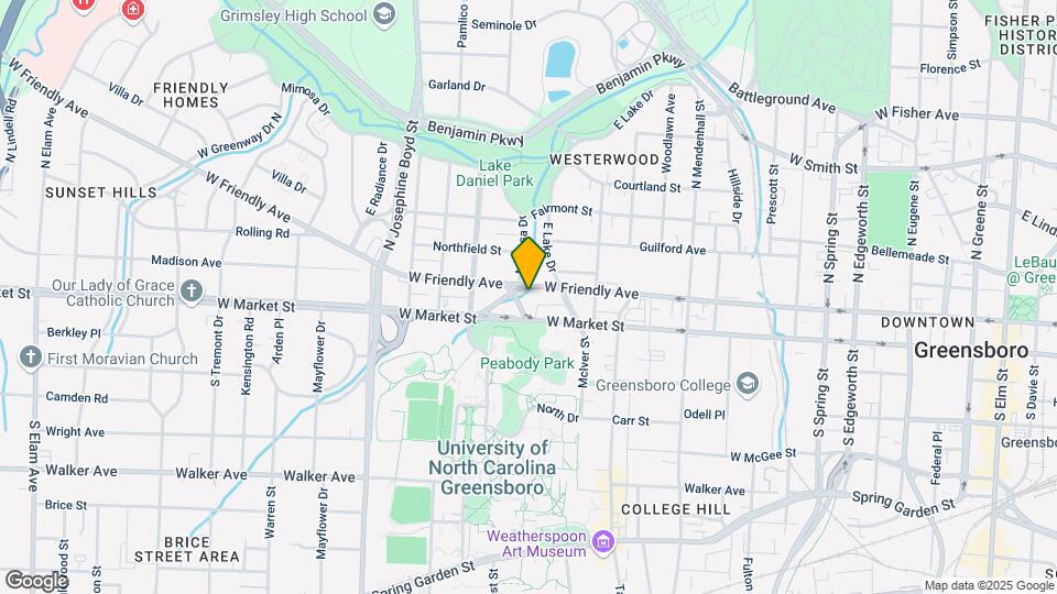 1213 W Friendly Ave Map and Location Details