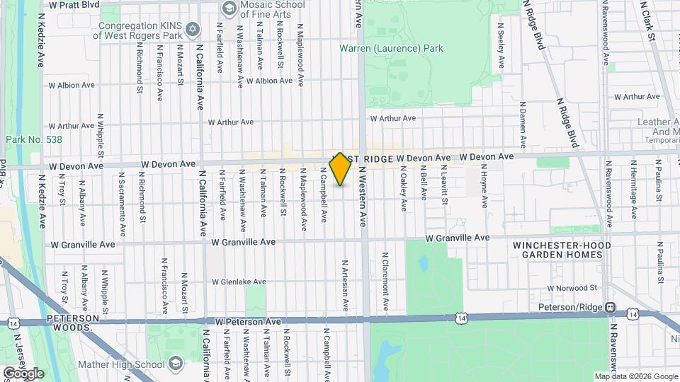 6312 N Artesian Ave Mapa y Detalles de la Ubicación