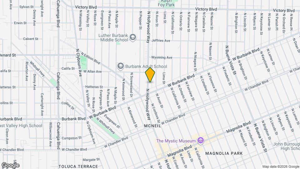 1426 N Hollywood Way Mapa y Detalles de la Ubicación