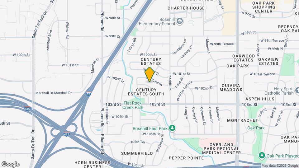 13008 W 102nd Terrace Map and Location Details