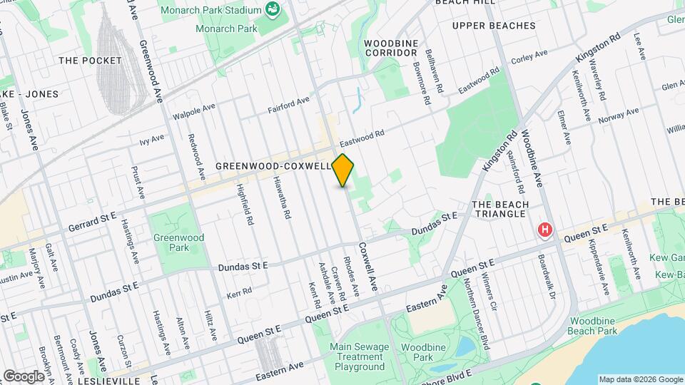 176 Coxwell Ave Map and Location Details