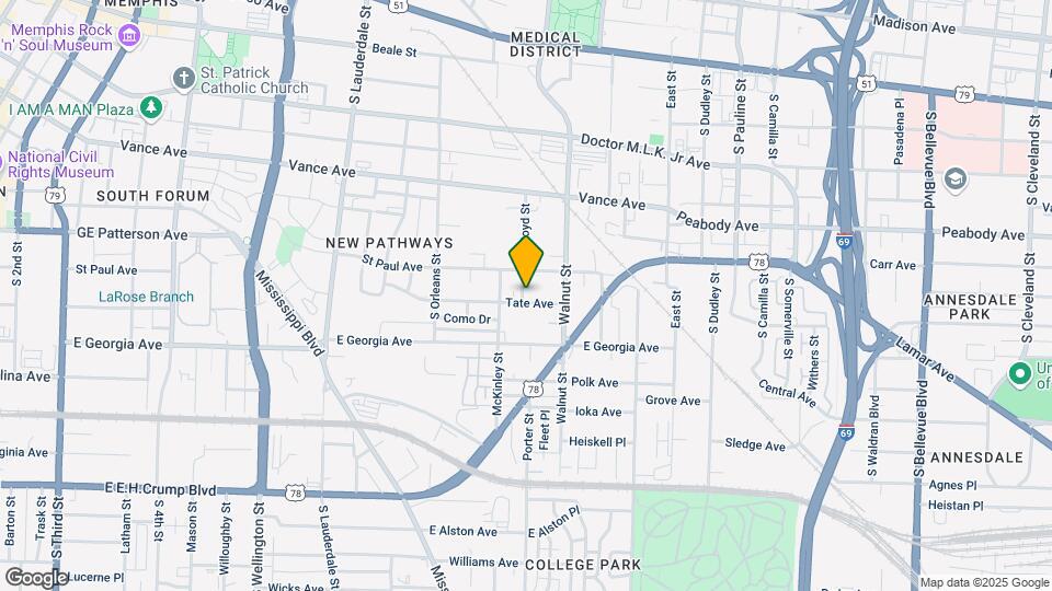 750 Tate Ave Mapa y Detalles de la Ubicación