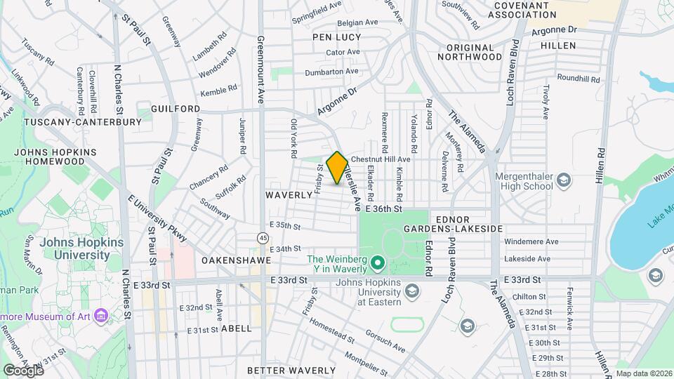 Beautiful Waverly townhouse near Johns Hopkins University Map and Location Details