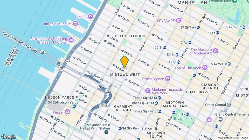 411 W 43rd St Mapa y Detalles de la Ubicación