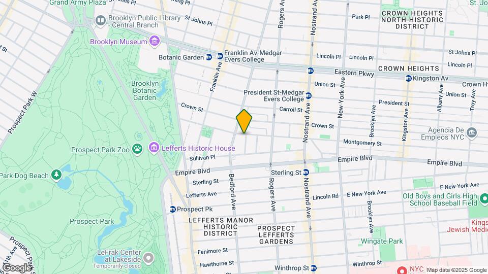 Crown Heights Mapa y Detalles de la Ubicación