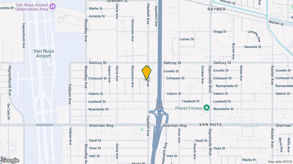 7447 Haskell Ave Map and Location Details
