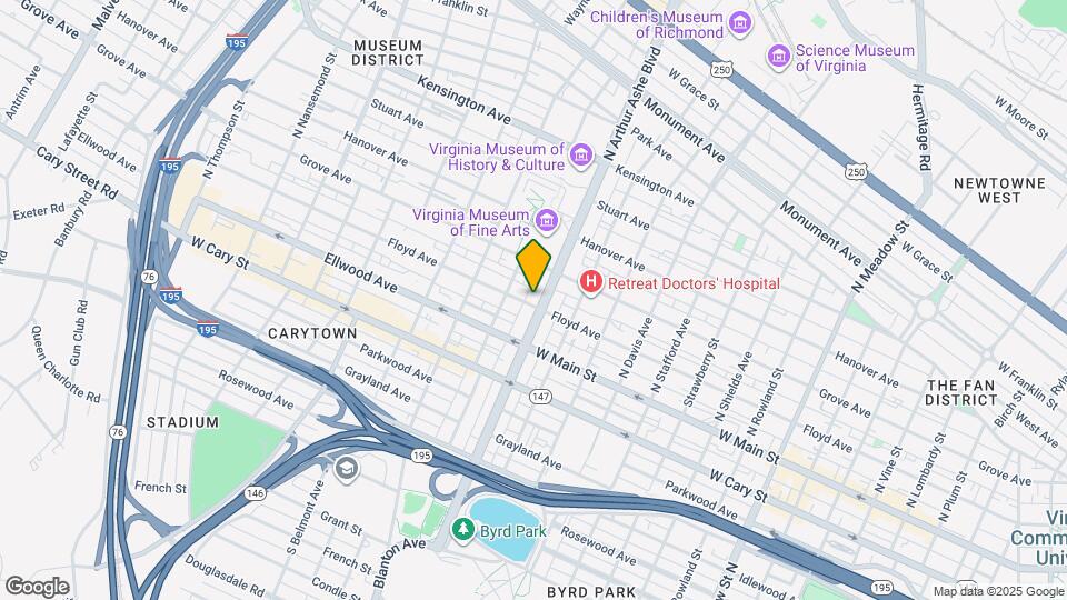 100 N Arthur Ashe Blvd Mapa y Detalles de la Ubicación