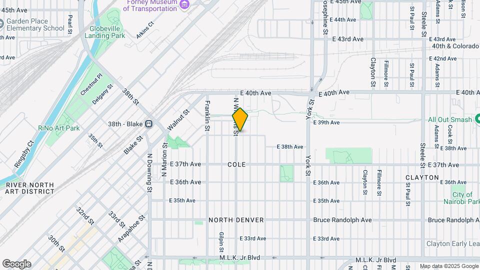 1821 E 38th Ave Map and Location Details