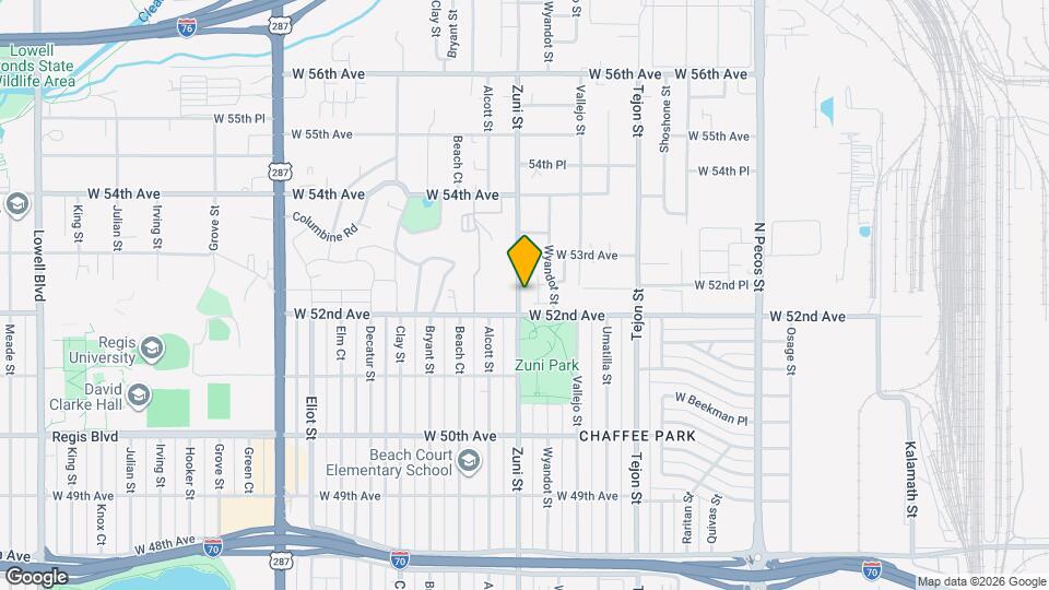 5230 Zuni St Mapa y Detalles de la Ubicación