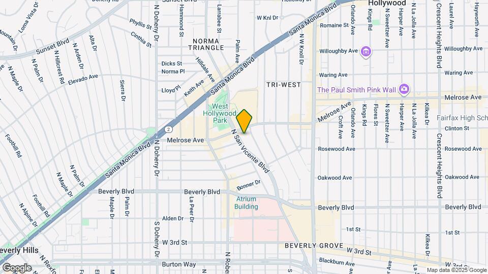 530 N San Vicente Blvd Map and Location Details