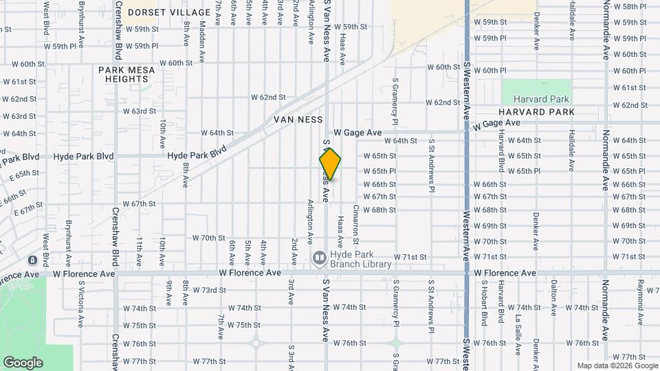 6580 S Van Ness Ave Map and Location Details