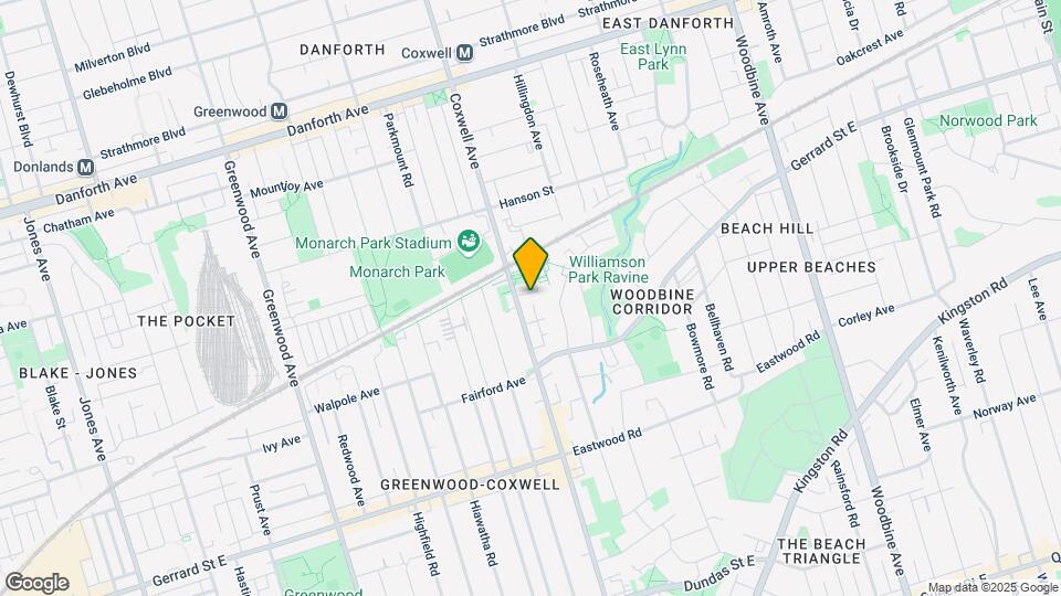 419 Coxwell Ave Map and Location Details