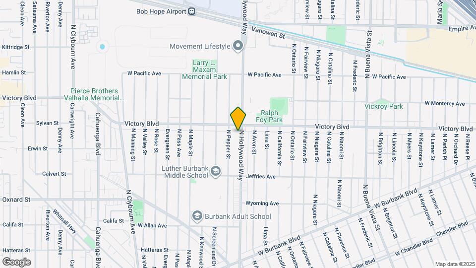 1935 N Hollywood Way Map and Location Details