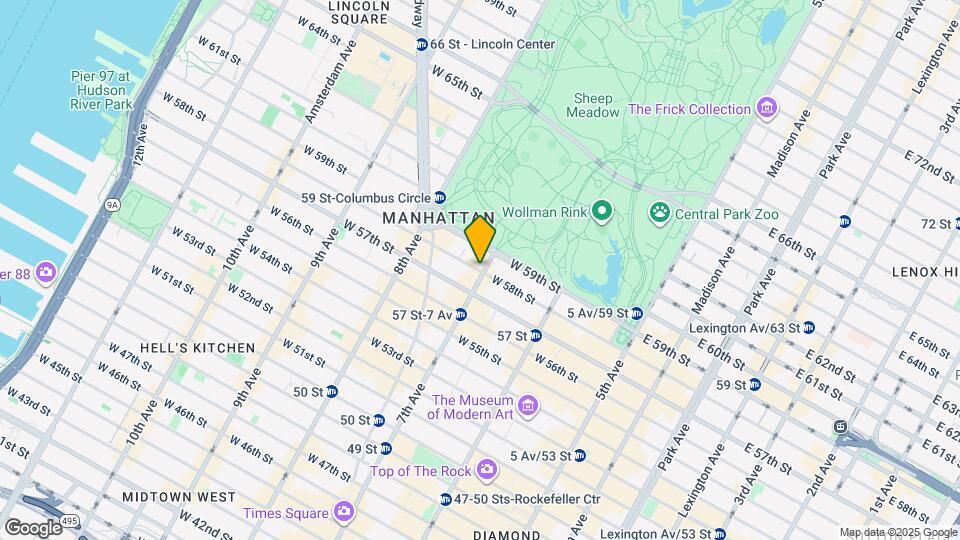 201 W 58th St Map and Location Details
