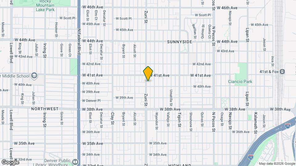 4018 Zuni St Map and Location Details