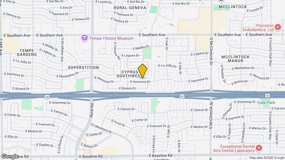 1250 E Hermosa Dr Map and Location Details