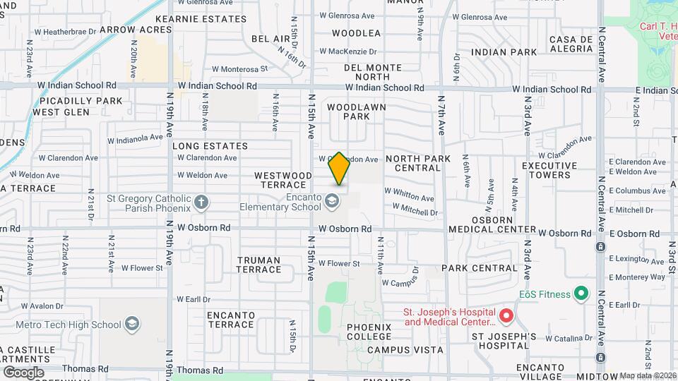1314 W Whitton Ave Mapa y Detalles de la Ubicación