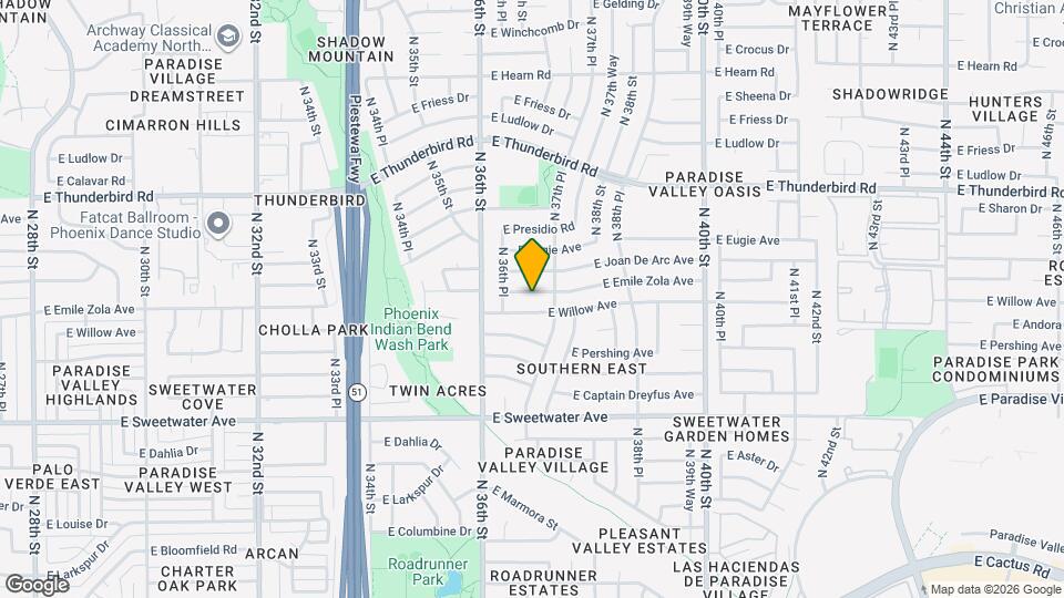 3649 E Emile Zola Ave Mapa y Detalles de la Ubicación