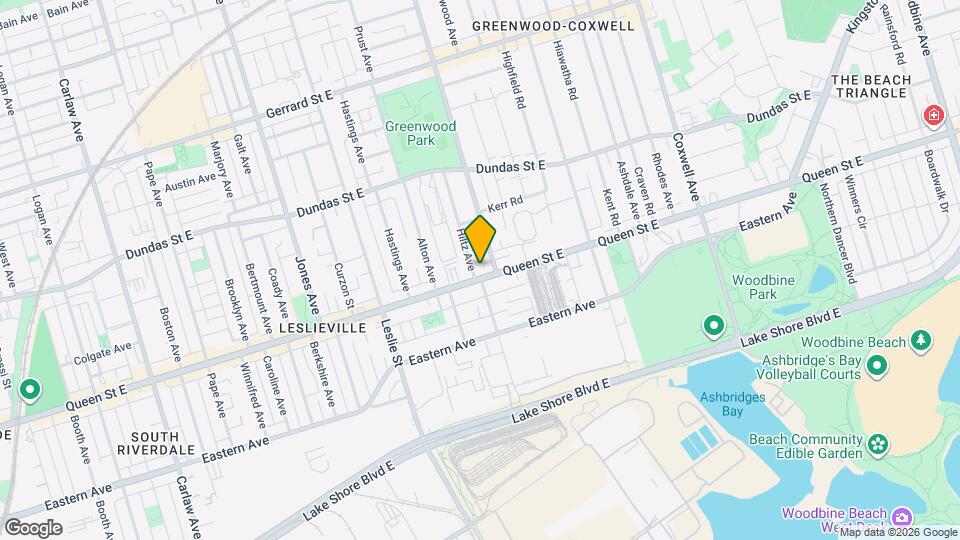 1354 Queen St E, Unit 1352 Upper Map and Location Details