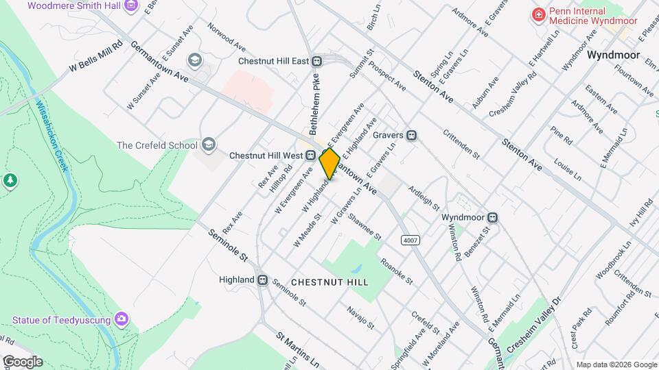 38 W Highland Ave, Unit First floor Map and Location Details