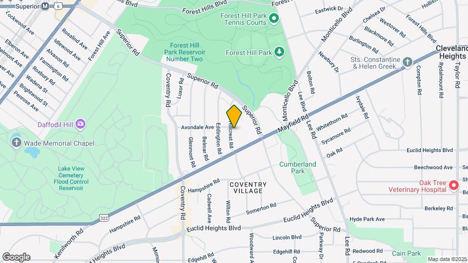 1635 Hillcrest Rd Map and Location Details