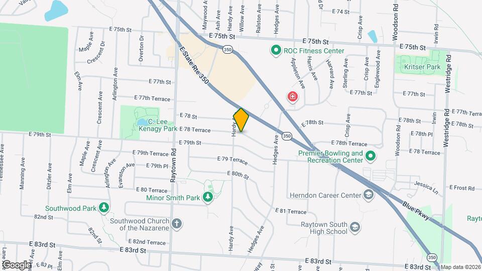 10407 E 78 Terrace Map and Location Details