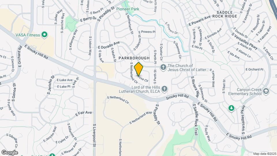 5957 S Odessa Cir Map and Location Details