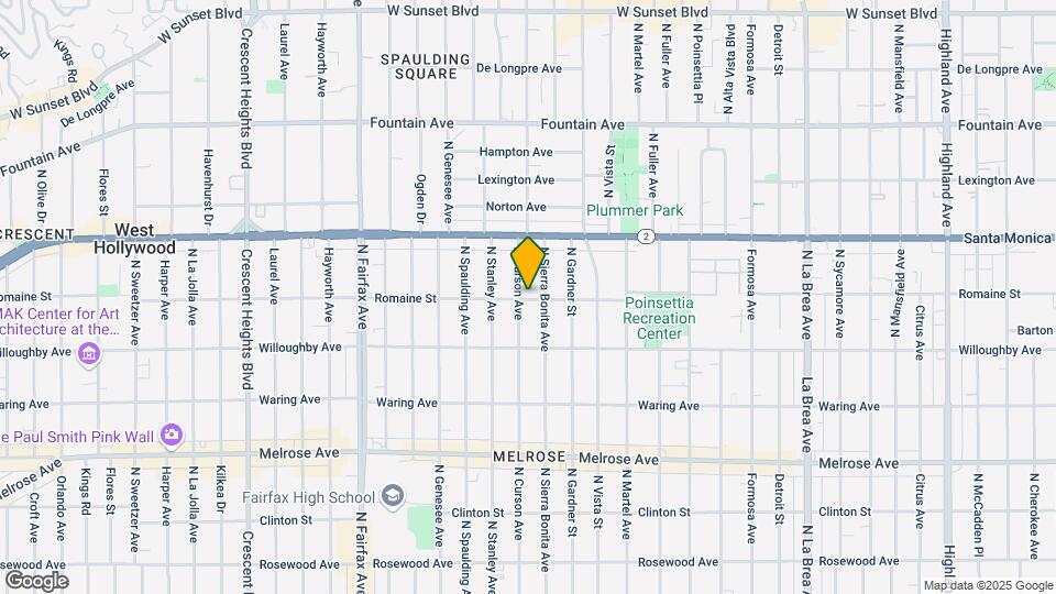 1000 N Curson Ave Map and Location Details
