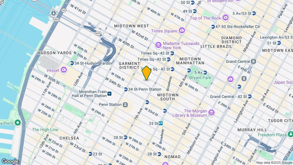 223 W 36th St Map and Location Details