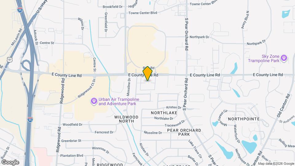 1255 E County Line Rd Map and Location Details