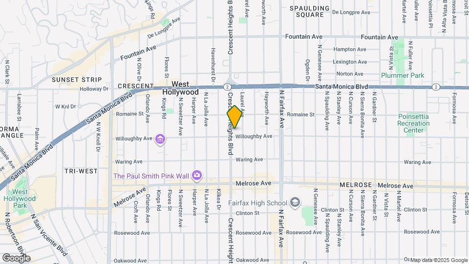 912 N Crescent Heights Blvd Map and Location Details