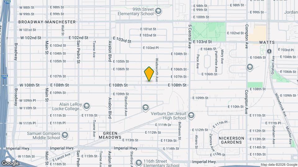 829 E 108th St Map and Location Details