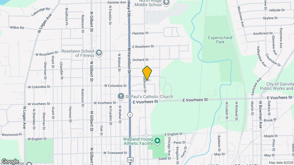 201 E Columbia St Map and Location Details