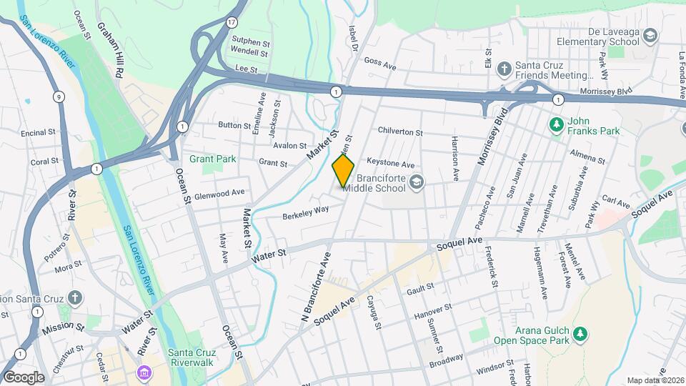 1015 N Branciforte Ave, Unit # B Map and Location Details