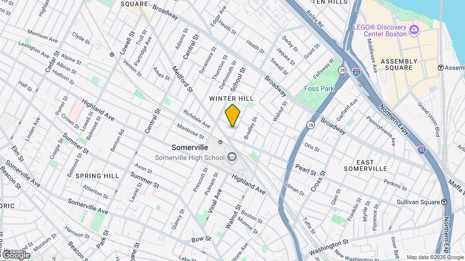 4 Stickney Ave, Unit Modern 2BR, AC, 3mins to Green Line Map and Location Details