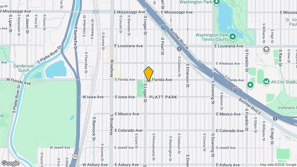 1516 S Logan St Mapa y Detalles de la Ubicación