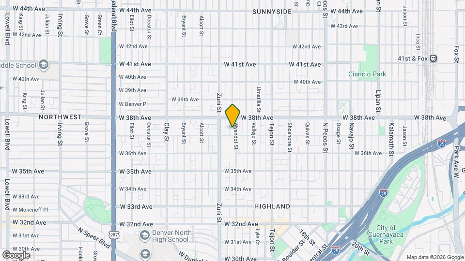3719 Wyandot St Map and Location Details