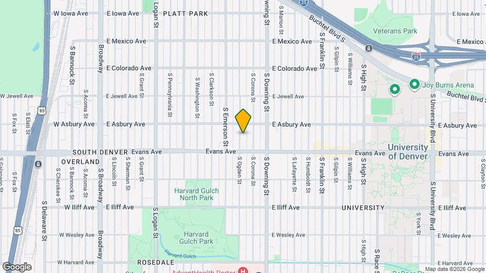 2040 S Ogden St Map and Location Details