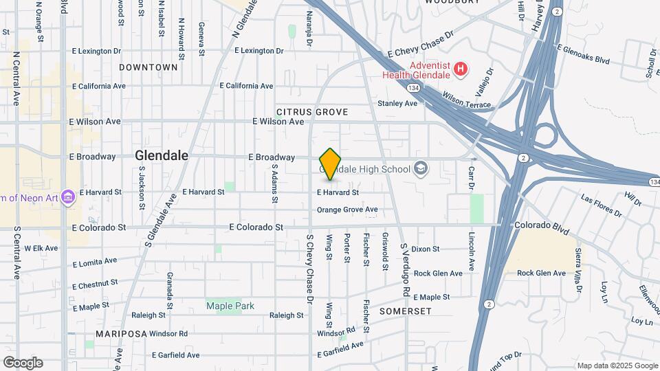1227 E Harvard St Mapa y Detalles de la Ubicación
