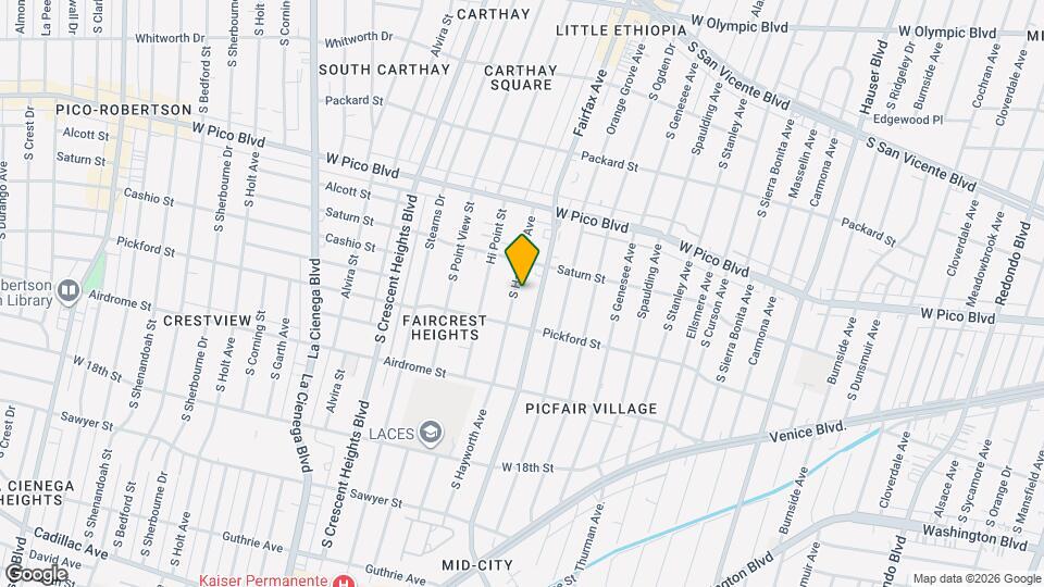 1534 S Hayworth Ave Mapa y Detalles de la Ubicación