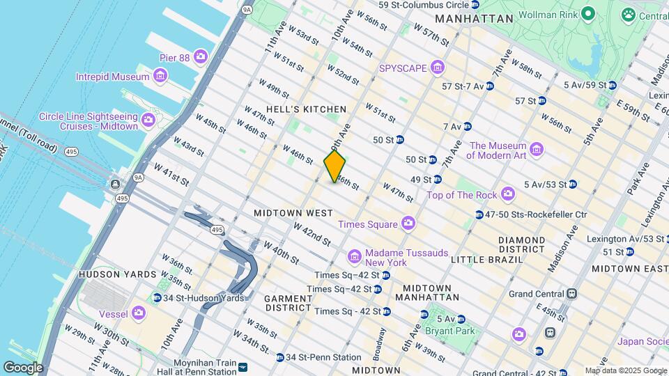 341 West 45th Street Mapa y Detalles de la Ubicación