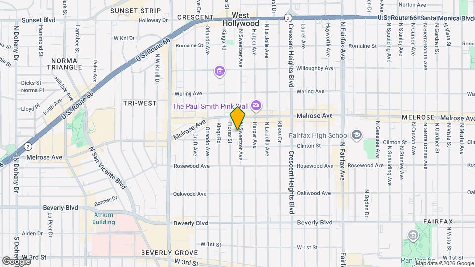 611 N Sweetzer Ave, Unit 1/2 Mapa y Detalles de la Ubicación