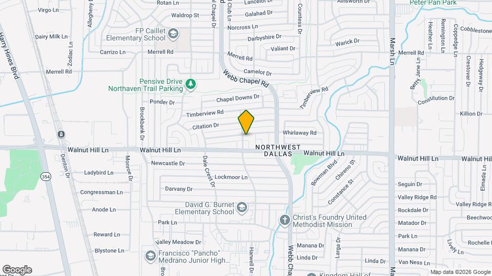 Polished Northwest Dallas home with quick North Tollway access Mapa y Detalles de la Ubicación
