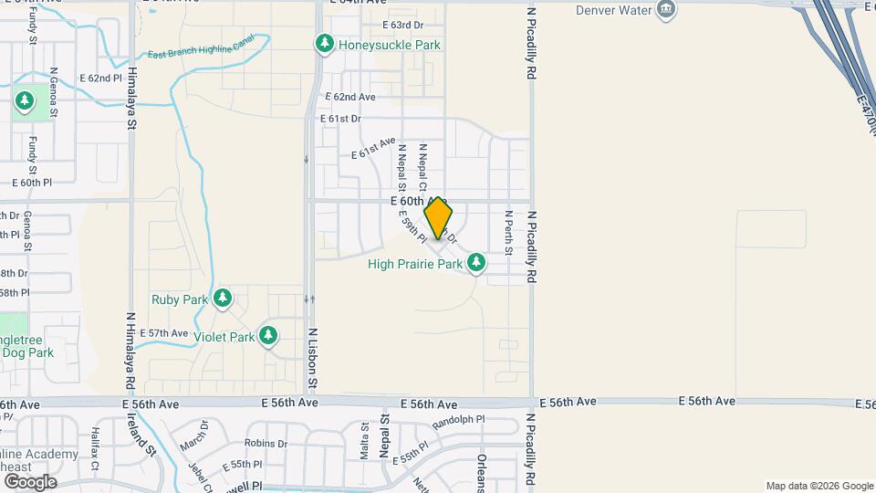 21393 E 59th Pl Map and Location Details