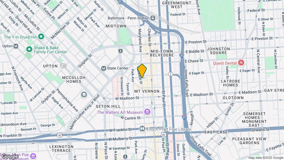 915 Cathedral St Map and Location Details