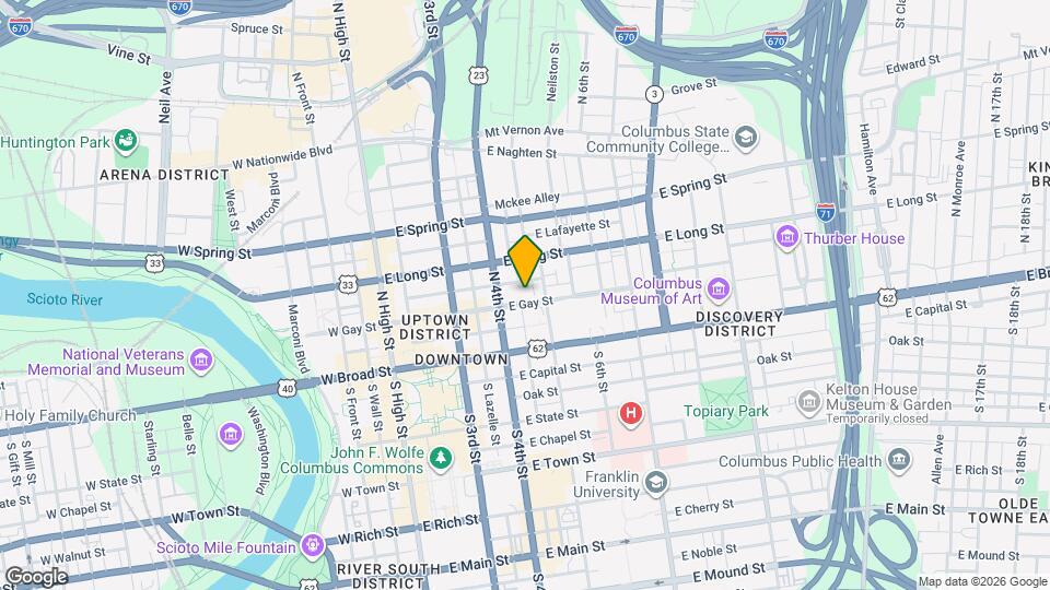 190 E Gay St Map and Location Details